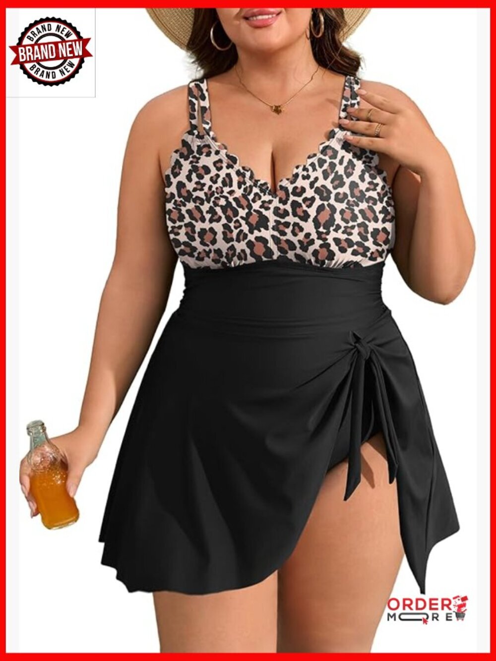 Plus Size Swim Dress One Piece Tummy Control Ruched Bathing Suit
